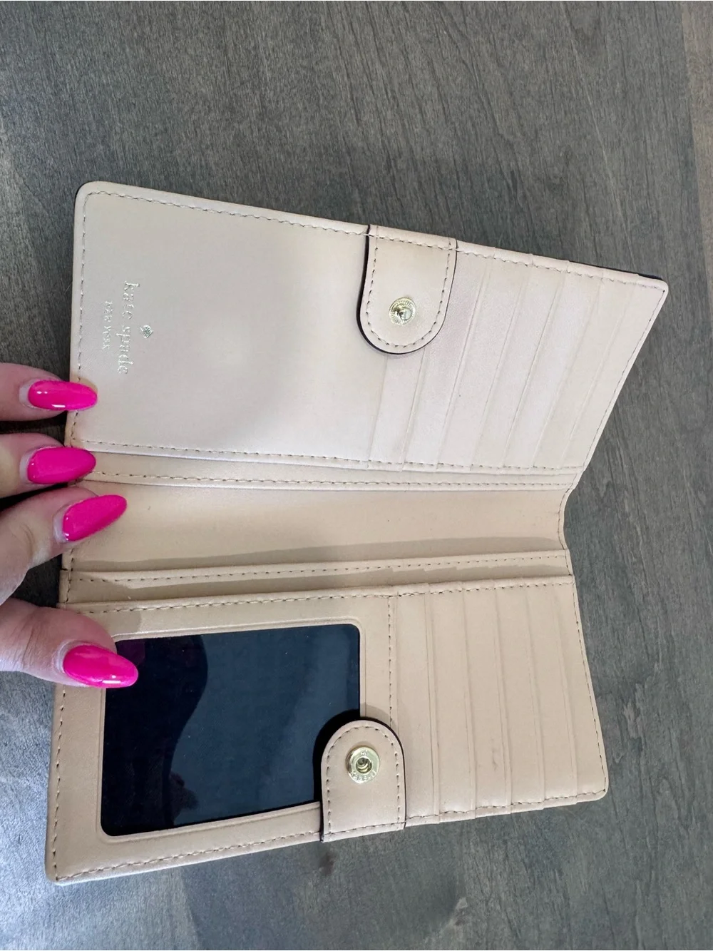 kate spade Black Textured Leather Card & Key Holder with Gold Logo